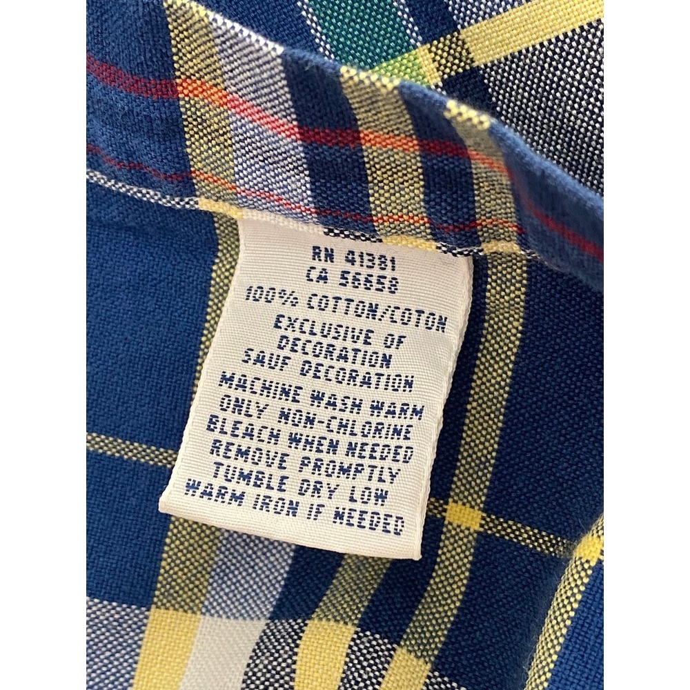 Ralph Lauren Mens 2XL Slim Fit Short Sleeve Plaid Button Down Shirt Blue Yellow - Picture 8 of 8
